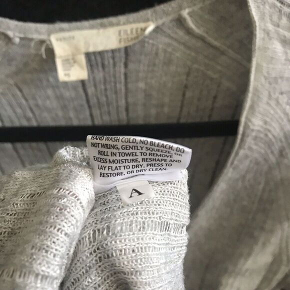 Eileen Fisher Cardigan Petite Small PS Grey Ribbed Lightweight 3/4 Sleeve Linen* - Picture 4 of 11